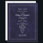Elegant Navy Blue Velvet White Wedding Program<br><div class="desc">This elegant 8.5" x 11" wedding ceremony program features a rich navy blue textured background with a refined double-line border and classic script typography. Designed to display the full order of ceremony, this single-sheet wedding program provides guests with a clear, polished guide to the wedding service while enhancing the overall...</div>