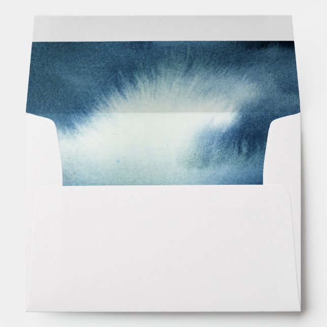 Elegant Navy Blue Watercolor Envelope (Back (Bottom))