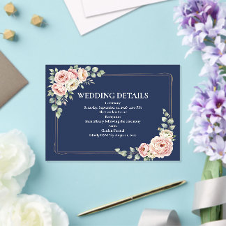 Elegant Navy Blue Watercolor Floral Wedding Acrylic Invitations