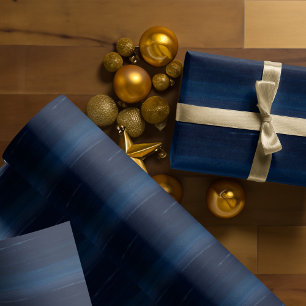 Elegant Navy Blue Watercolor Ombre Sparkle Wrapping Paper