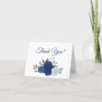 Elegant Navy Blue Watercolor Roses Wedding Photo