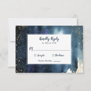 Elegant Navy Blue Watercolor RSVP Card