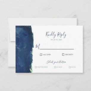 Elegant Navy Blue Watercolor RSVP Card