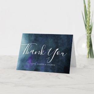 Elegant Navy Blue Watercolor Thank You Card