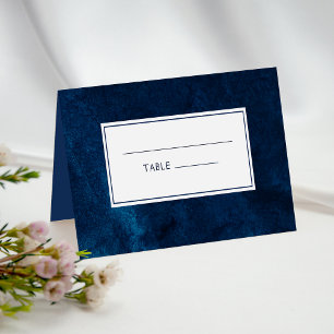 Elegant Navy Blue Watercolor Wedding Table Number Place Card