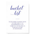 Elegant Navy Blue Wedding Bucket List Ideas Sign