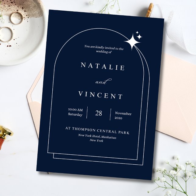 Elegant Navy Blue Wedding Celestial Arch Modern (Creator Uploaded)