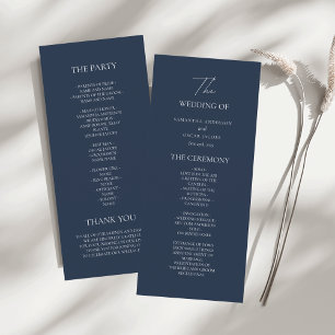 Elegant Navy Blue Wedding Ceremony Program Menu