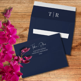 Elegant Navy Blue Wedding Envelope