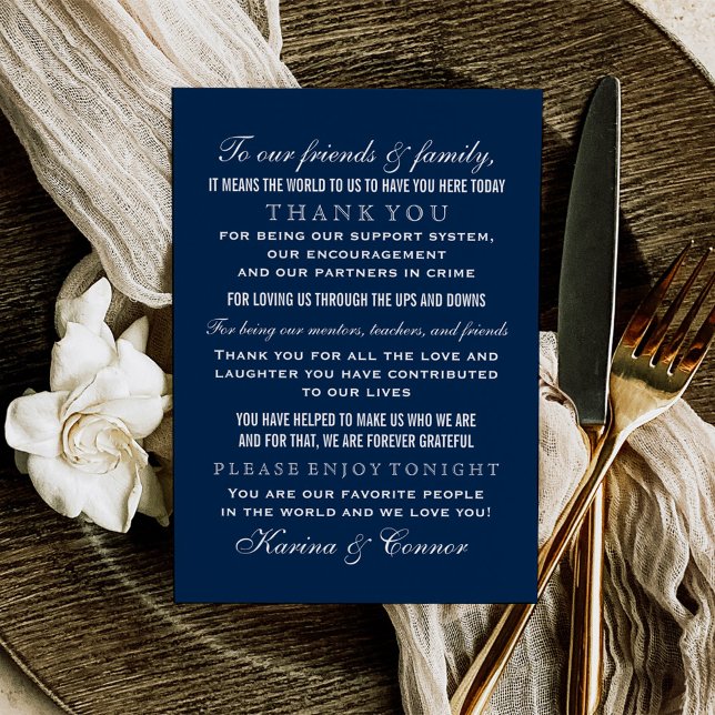 Elegant Navy Blue Wedding Guest Thank You Card (Creator Uploaded)