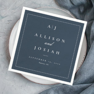 Elegant Navy Blue Wedding Napkin