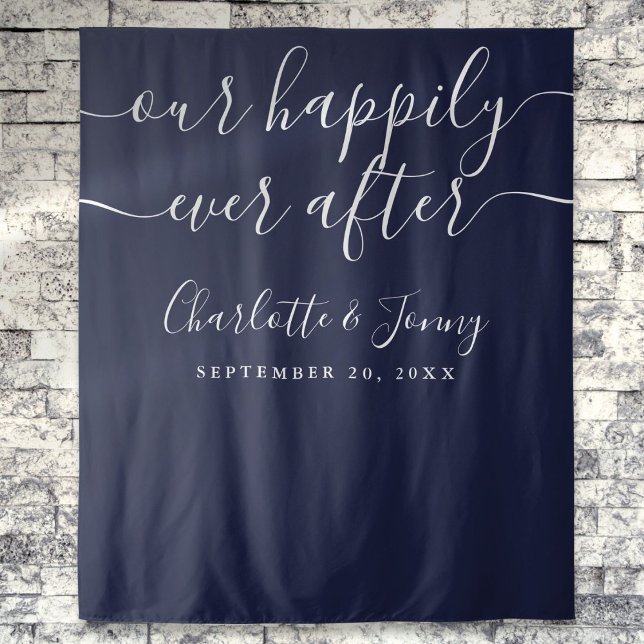 Elegant Navy Blue Wedding Photo Backdrop Tapestry (Elegant Navy Blue Wedding Photo Backdrop)