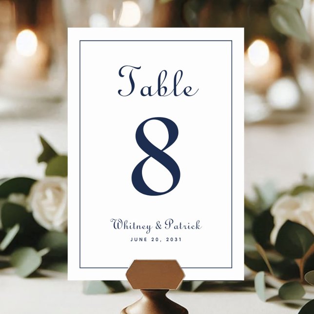 Elegant  Navy Blue Wedding Reception Table Formal Table Number (Creator Uploaded)
