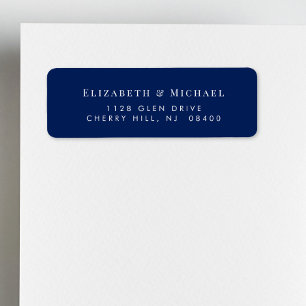 Elegant Navy Blue Wedding Return Address