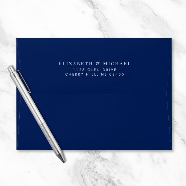 Elegant Navy Blue Wedding Return Address Envelope (Creator Uploaded)