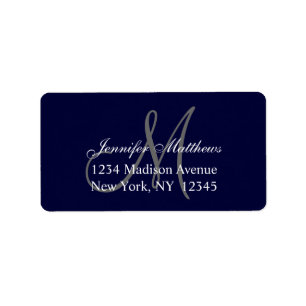 Elegant Navy Blue Wedding RSVP Return Address Label