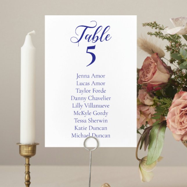 Elegant Navy Blue Wedding Seating Chart Cards (Creator Uploaded)