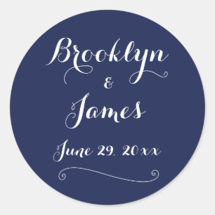 Elegant Navy Blue Wedding Stickers