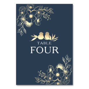 Elegant Navy Blue Wedding Table Number