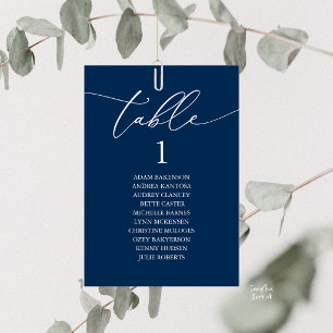 Elegant Navy Blue Wedding Table Seating Chart Number