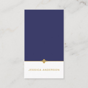 Elegant Navy Blue White Gold Business Card
