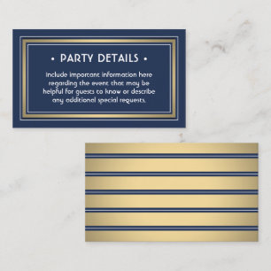 Elegant Navy Blue, White & Gold Faux Foil Details Enclosure Card