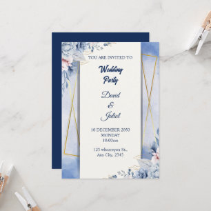 Elegant Navy Blue & White Invitation