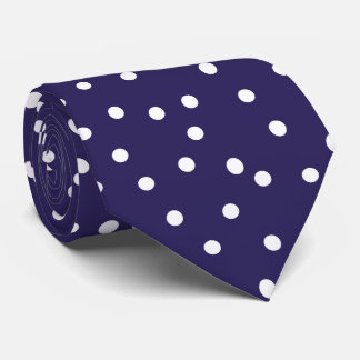 Elegant Navy Blue White Polka Dots  Groom Gift   Tie