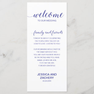 Elegant Navy Blue White Thank You Wedding Guests Programme