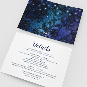 Elegant Navy Blue Winter Wedding Details Enclosure Card