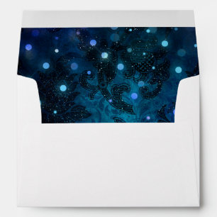 Elegant Navy Blue Winter Wedding Envelope