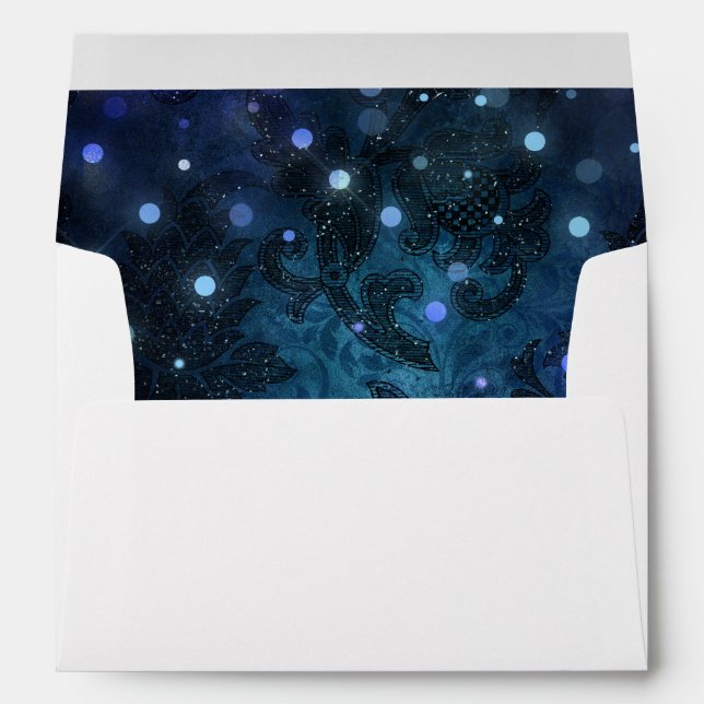 Elegant Navy Blue Winter Wedding Envelope (Back (Bottom))