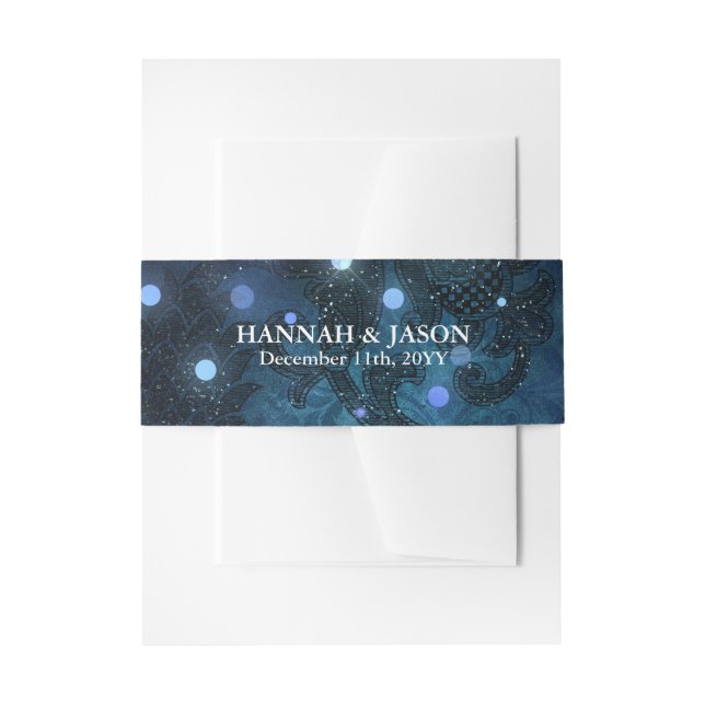 Elegant Navy Blue Winter Wedding Invitation Invitation Belly Band (Front Example)