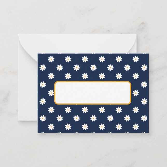 Elegant Navy Blue with White Daisy Pattern Card (Front)