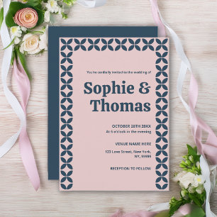 Elegant Navy & Blush Pink Invitation