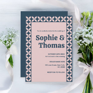Elegant Navy & Blush Pink Invitation