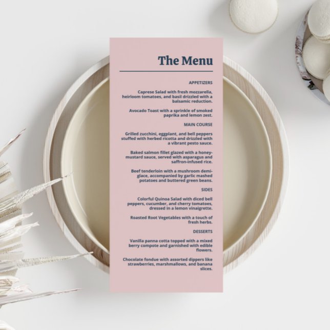 Elegant Navy & Blush Pink  Menu (Creator Uploaded)
