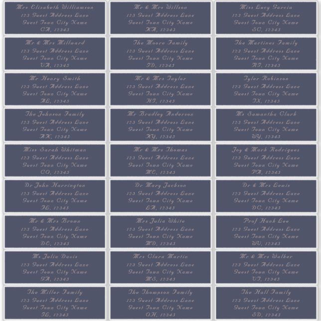 Elegant Navy Blush Wedding Guest Address Labels (Front)