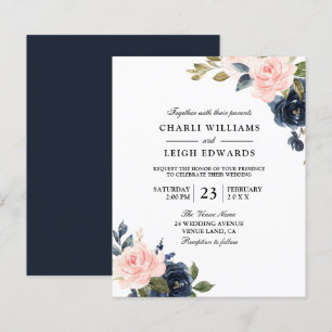 Elegant Navy Blush Wedding on a Budget Invitation