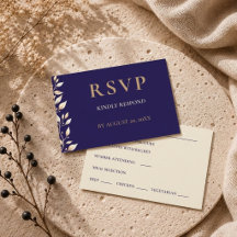 Elegant Navy Botanical Border Wedding