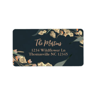 Elegant Navy Botanical Greenery  Label