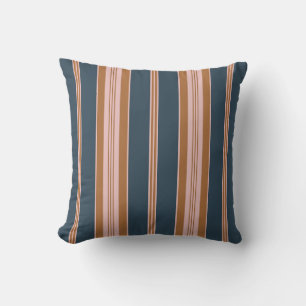Elegant Navy Brown Pink Ticking Stripe Cushion
