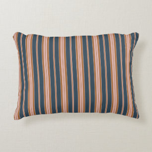 Elegant Navy Brown Pink Ticking Stripe Decorative Cushion