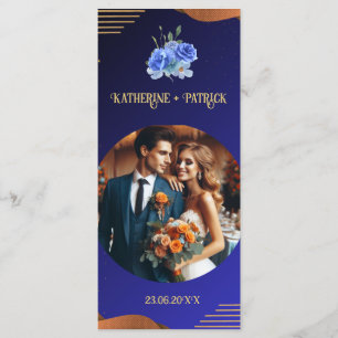 Elegant Navy & Burnt Orange   Photo wedding Menu