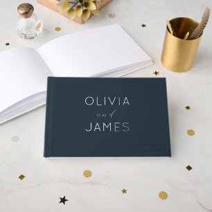 Elegant Navy Calligraphy Guest Book