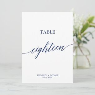 Elegant Navy Calligraphy Table 18 Table Number
