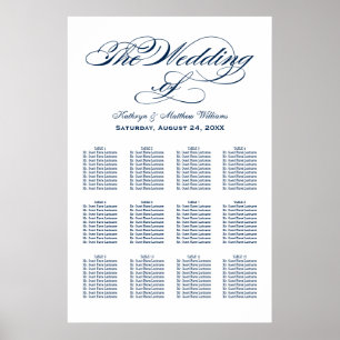 Elegant Navy Calligraphy Wedding Seating Poster