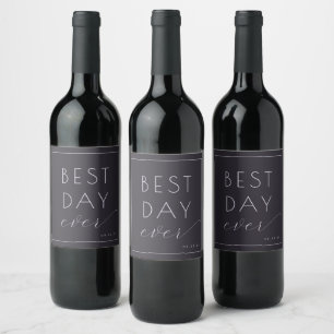 Elegant Navy Calligraphy Wine Label