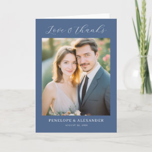 Elegant Navy Celebration Photo Thank You Card