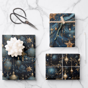 Elegant Navy Christmas  Wrapping Paper Sheet